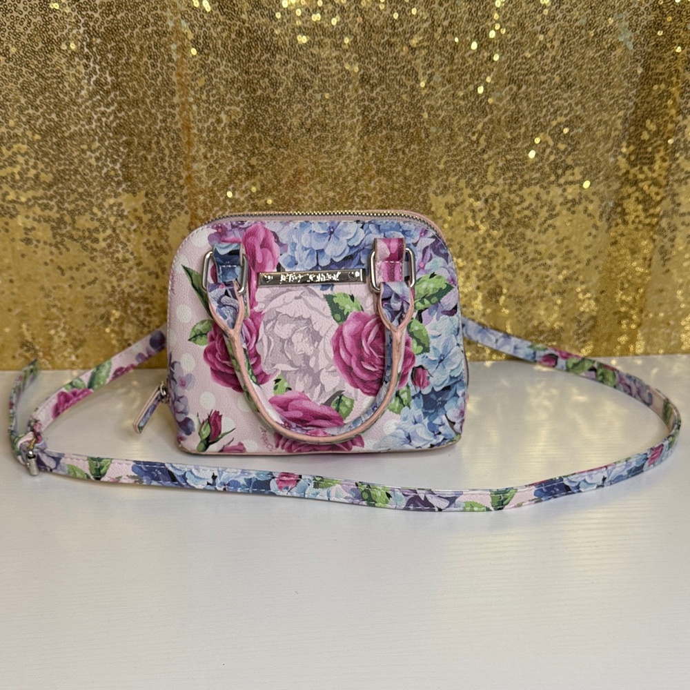 Betsey Johnson Pink and Purple Floral Mini Bag